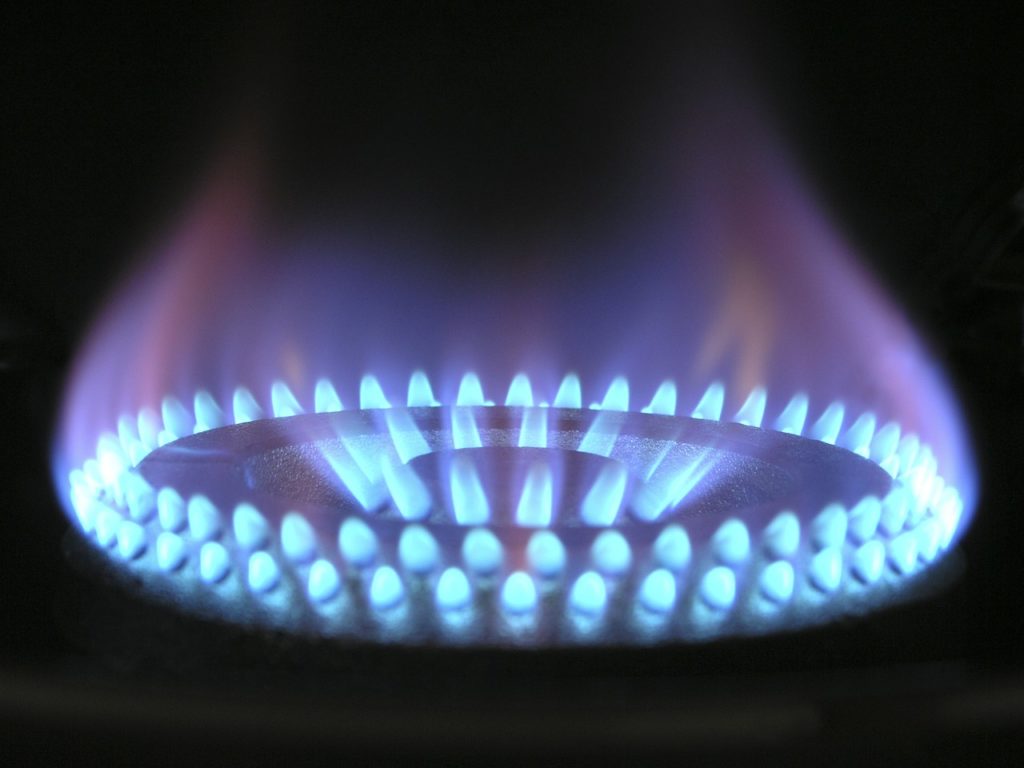 A flame from a "natural gas" stove burner.