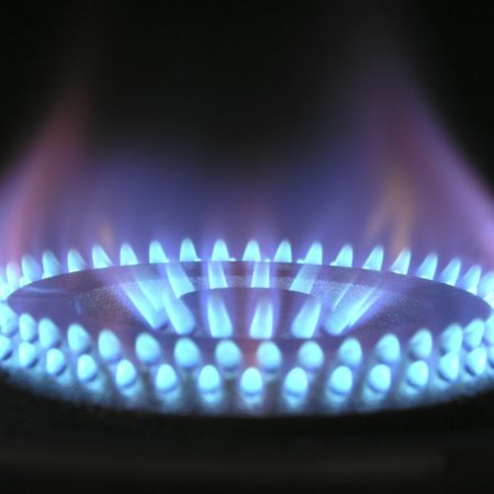 A flame from a "natural gas" stove burner.