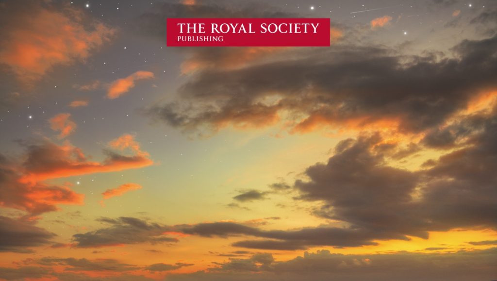 Evening sky with stars, with The Royal Society logo superimposed