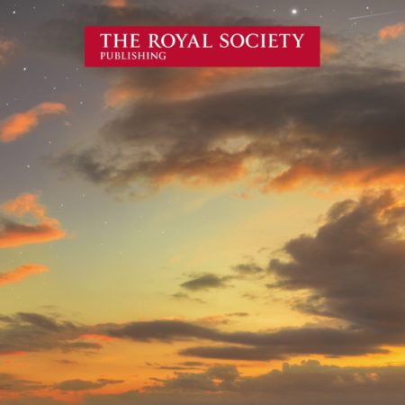 Evening sky with stars, with The Royal Society logo superimposed